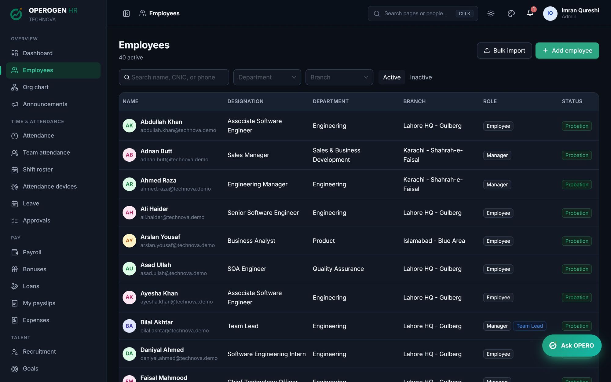Employees in OPEROGEN HR