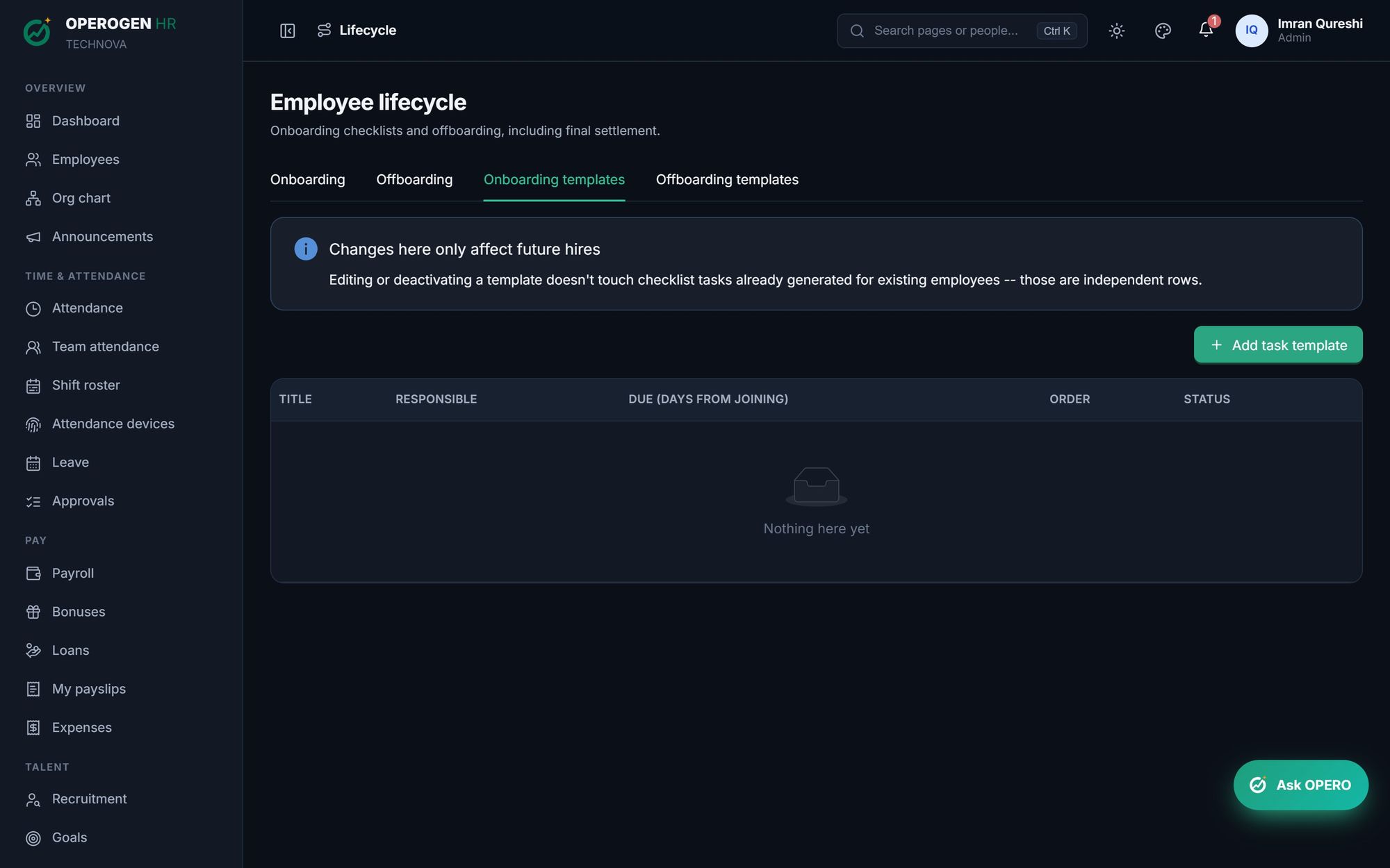 Onboarding & offboarding in OPEROGEN HR