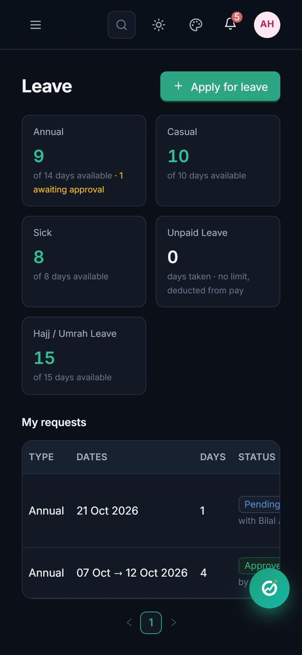 Leave on a phone