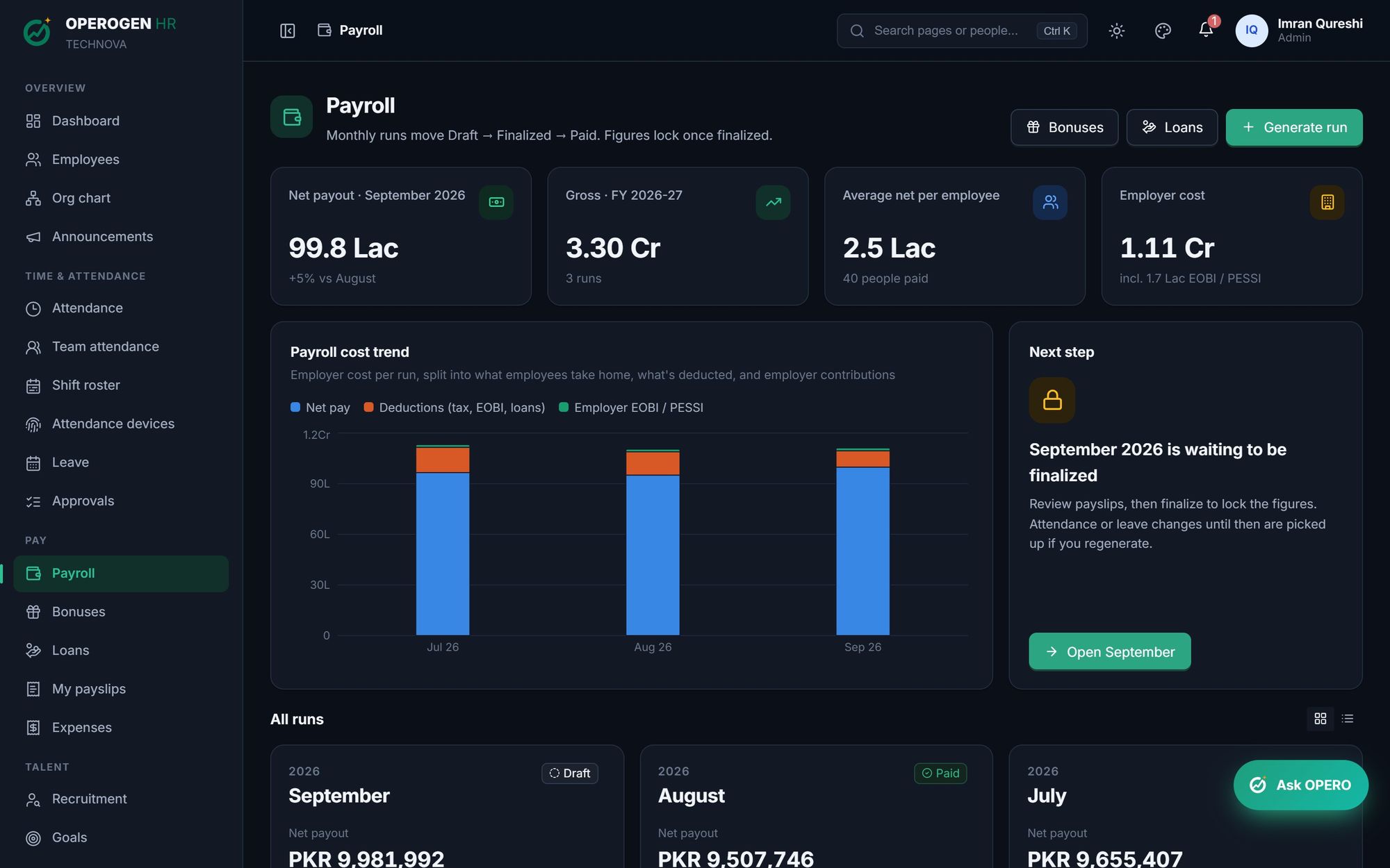 Payroll in OPEROGEN HR